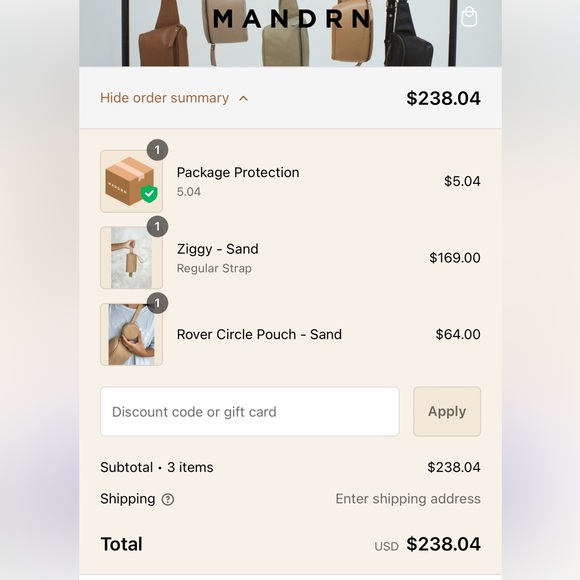 MANDRN Genuine Leather Fanny Pack ZIGGY- Sand - Picture 6 of 7